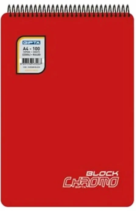 GIPTA BLOKNOT CHROMO BLOCK A6 SPİRALLİ PP KAPAK 80 YP. KARELİ 6098