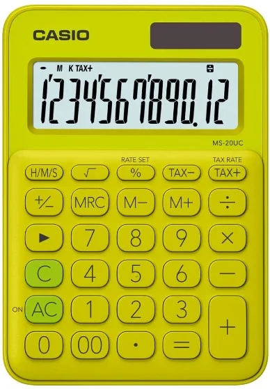 CASIO HESAP MAKİNESİ MASAÜSTÜ MS-20UC-YG 12 HANE