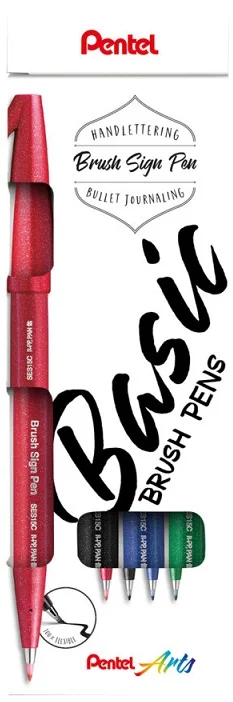 PENTEL İMZA KALEMİ SING PEN BRUSH SES15C 4 LÜ BLS. (A-B-C-D) Y SES15-4