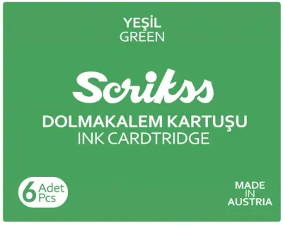 SCRIKSS DOLMA KALEM  KARTUŞU 6 LI PAKET YEŞİL