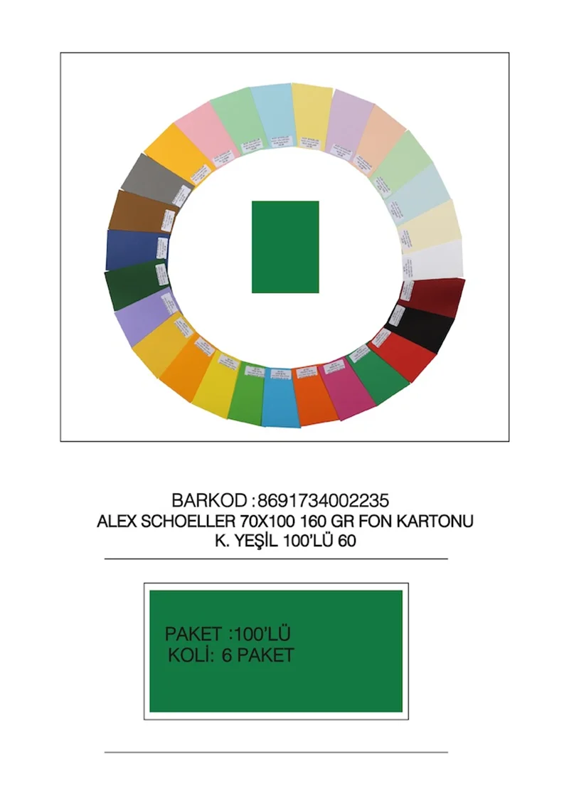 ALEX FON KARTONU 160GR 70X100 KOYU YEŞİL 100LÜ 60