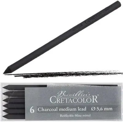 CRETACOLOR CHARCOAL MEDİUM KÖMÜR PORTMİN UÇ 5,6MM 6'LI 26002