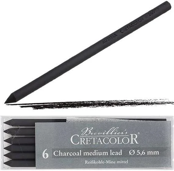 CRETACOLOR CHARCOAL MEDİUM KÖMÜR PORTMİN UÇ 5,6MM 6'LI 26002
