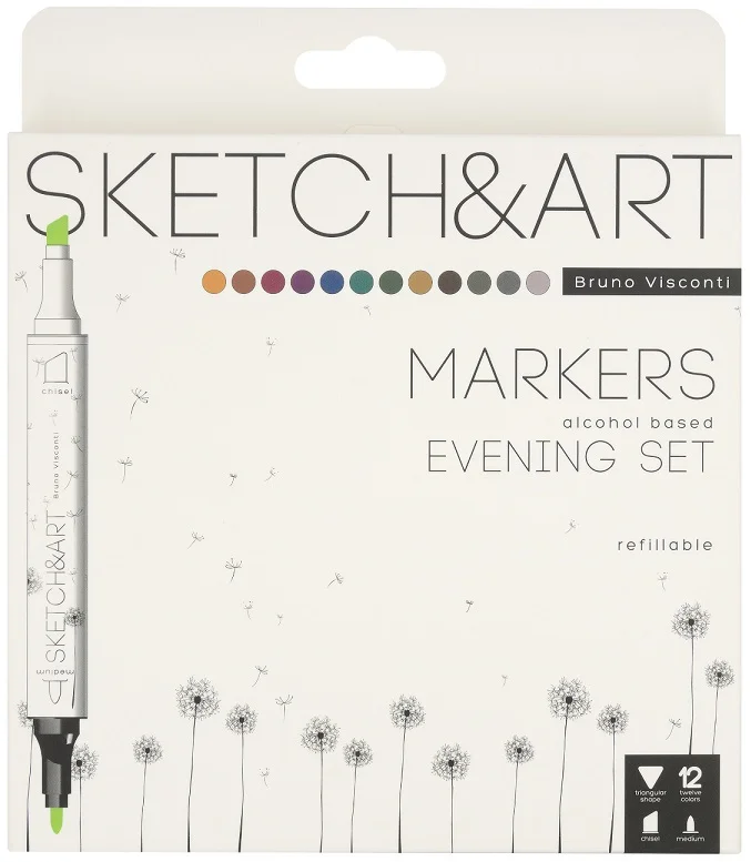 BRUNO VISCONTI TWIN MARKER SKETCH &amp; ART 12 RENK GECE 22-0076/05
