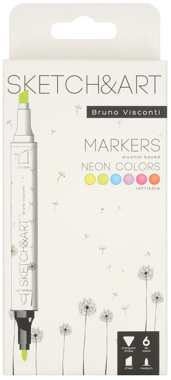BRUNO VISCONTI TWIN MARKER SKETCH & ART 6 RENK NEON 22-0081/05