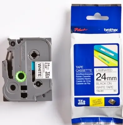 BROTHER PTOUCH ETİKET LAM. 24MM BEYAZ-SİYAH TZ251