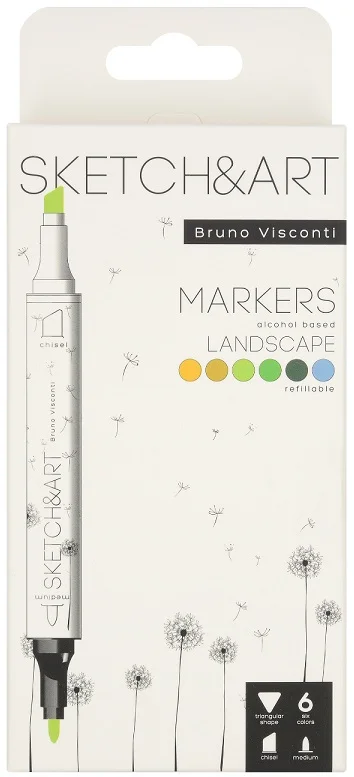BRUNO VISCONTI TWIN MARKER SKETCH &amp; ART 6 RENK PEYZAJ 22-0081/08