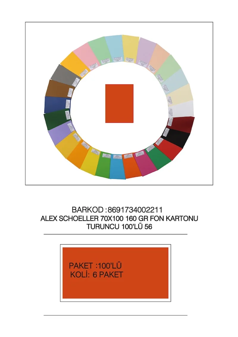 ALEX FON KARTONU 160GR 70X100 TURUNCU 100 LÜ 56
