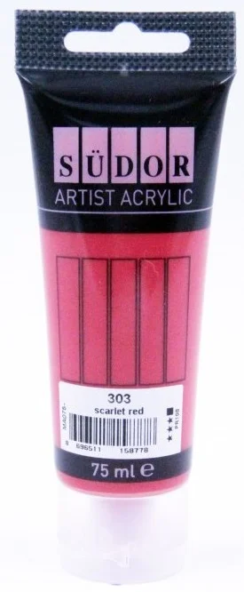 SÜDOR AKRİLİK TÜP 75 ML SCARLET KIRMIZI 303 MA075-303