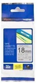 BROTHER PTOUCH ETİKET 18MM MAT GÜMÜŞ-SİYAH TZM941