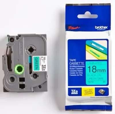 BROTHER PTOUCH ETİKET 18MM YEŞİL-SİYAH TZ741