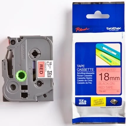 BROTHER PTOUCH ETİKET 18MM KIRMIZI-SİYAH TZ441