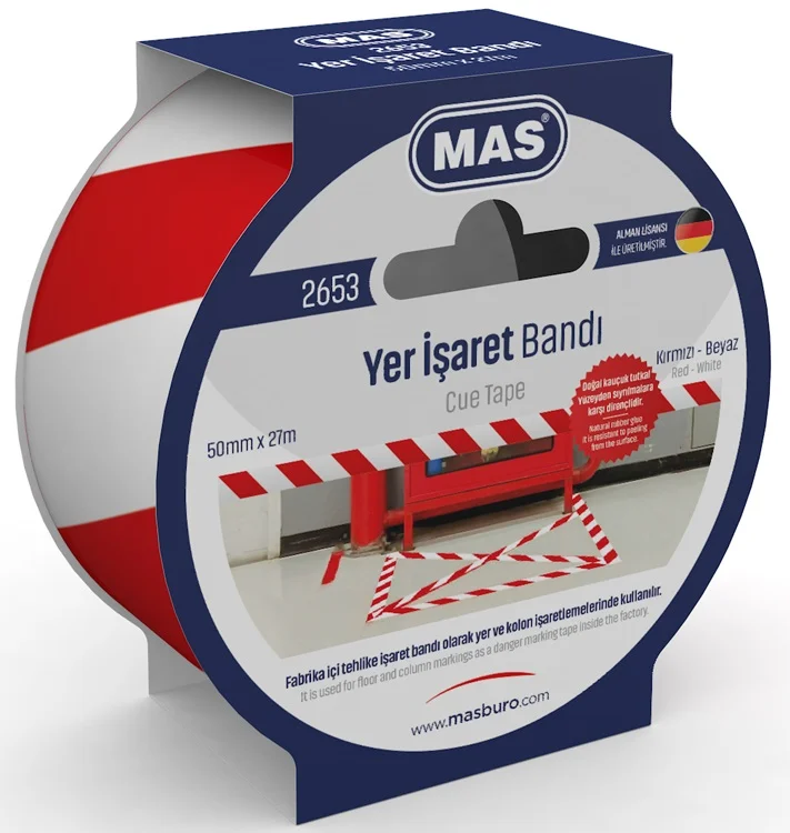 MAS YER İŞARET BANDI 50MM X 27M 2653 KIRMIZI &amp; BEYAZ