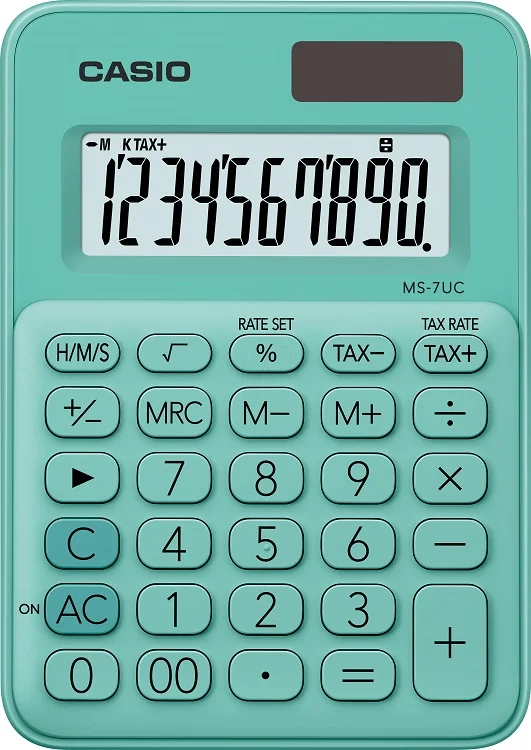 CASIO HESAP MAKİNESİ MASAÜSTÜ 10 HANE MS-7UC-GN