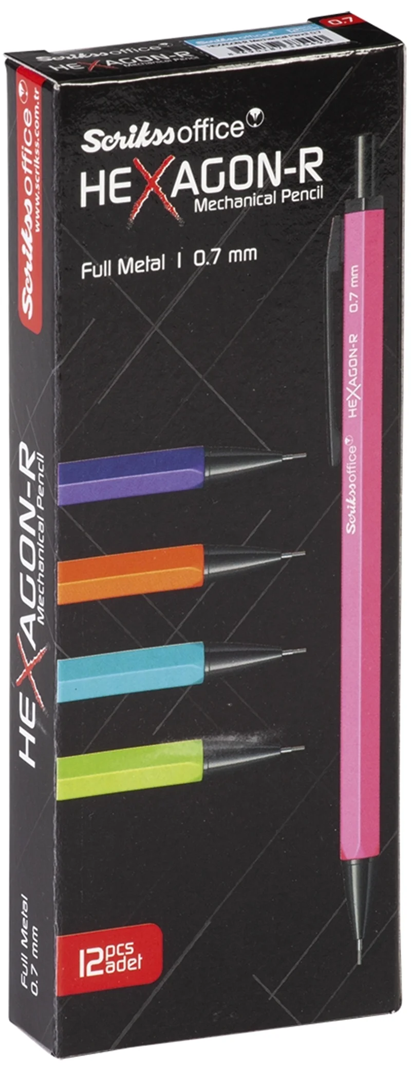 SCRIKSS OFFICE VERSATİL KALEM HEXAGON-R 0.7 PEMBE 12 Lİ KUTU