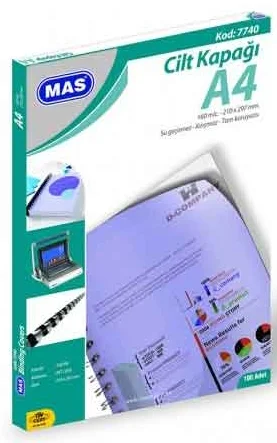 MAS CİLT KAPAĞI 7740 A4 160 MIC 100 LÜ YEŞİL