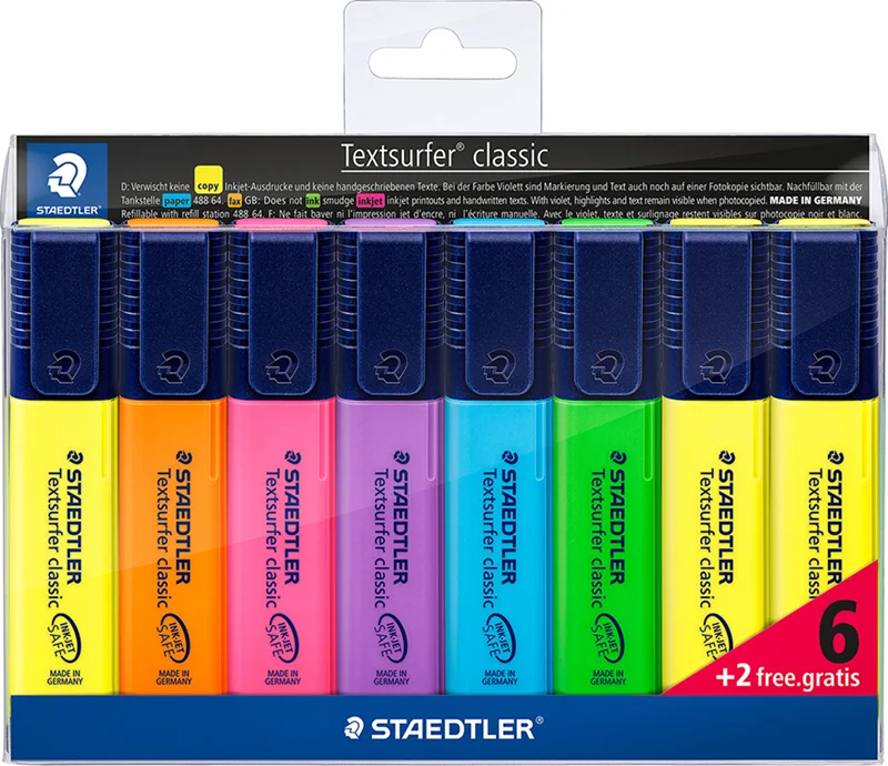 STAEDTLER FOSFORLU KALEM TEXTSURFER CLASSIC KARIŞIK RENK 8 Lİ SET 364-A WP8