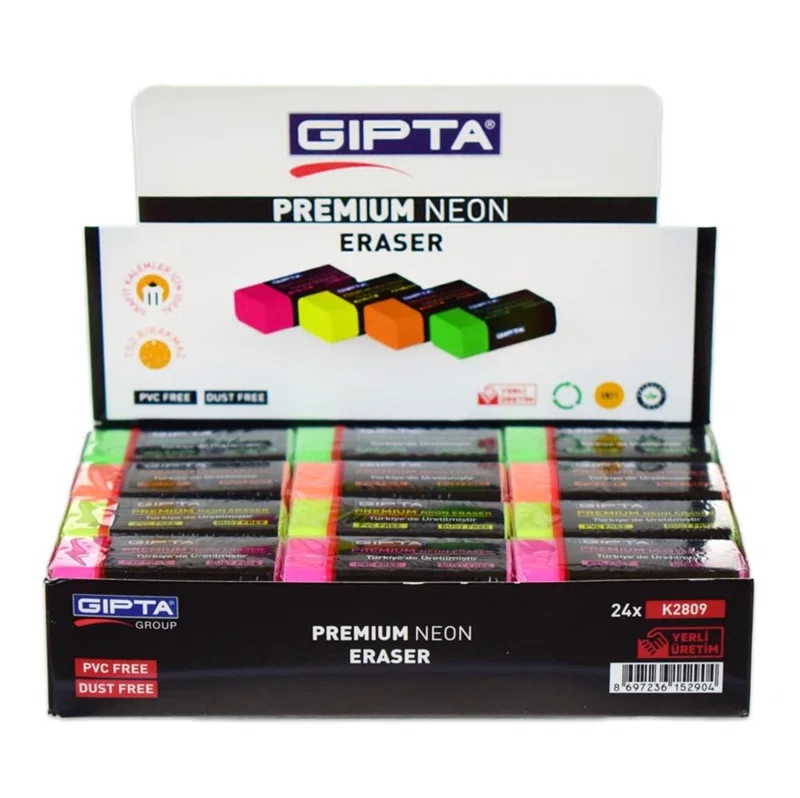 GIPTA K2809 DUST FREE NEON SİLGİ 24'LÜ