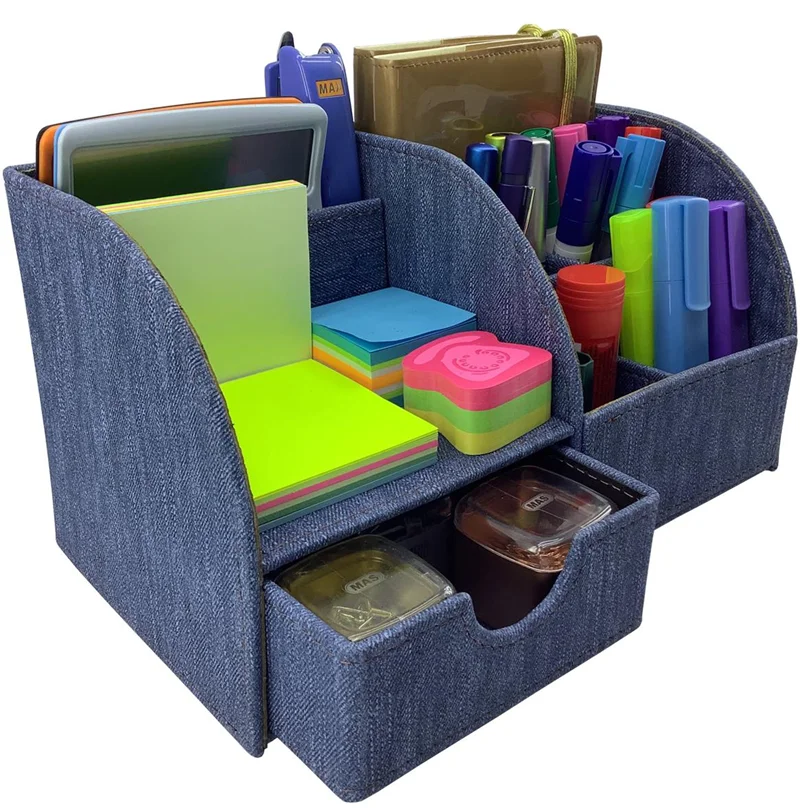 INN DESIGN ORGANİZER ÇEKMECELİ EFSUN JEAN DERİ MAVİ INN-DD-1030