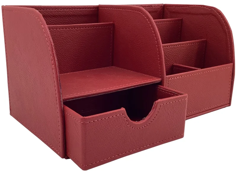 INN DESIGN ORGANİZER ÇEKMECELİ EFSUN KLAS DERİ DOKULU KIRMIZI INN-DD-1042