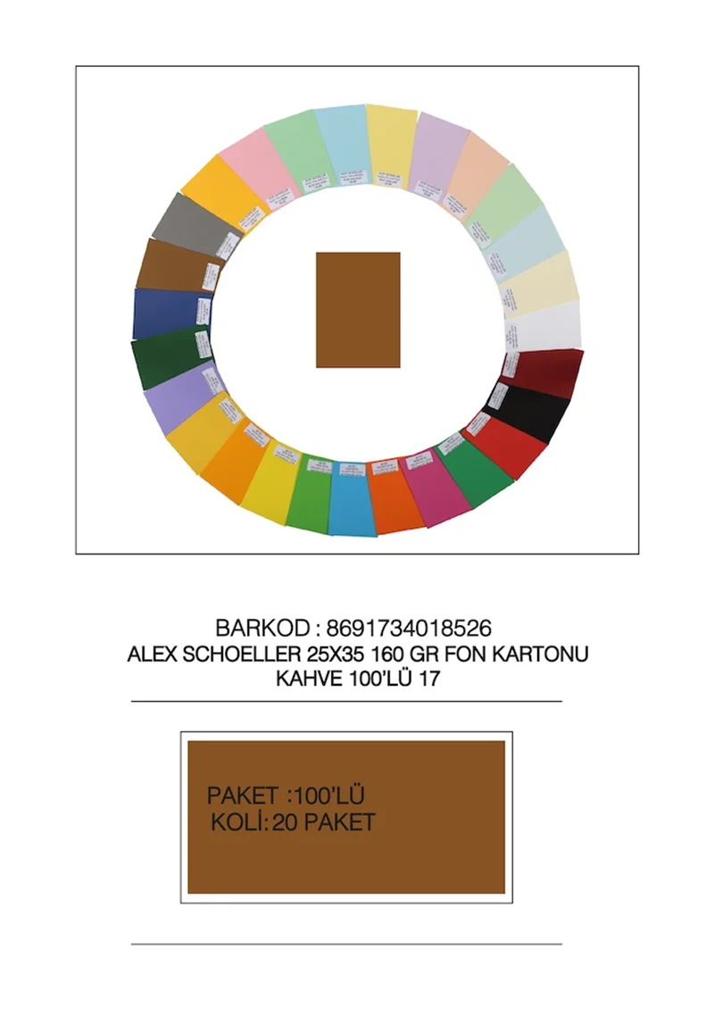 ALEX FON KARTONU 160GR 25X35 KAHVE 100 LÜ 17