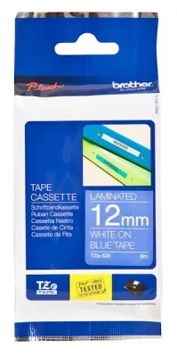 BROTHER PTOUCH ETİKET 12MM MAVİ-BEYAZ TZ535