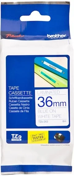 BROTHER PTOUCH ETİKET 36MM BEYAZ-MAVİ TZ263
