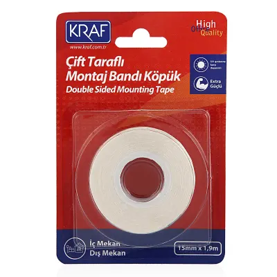 KRAF MONTAJ BANDI 2510G ÇİFT TARAFLI KÖPÜK  15mm x 1,9m