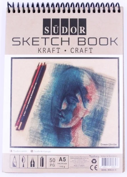 SÜDOR ESKİZ DEFTERİ KRAFT TELLİ A5 115g 50YP MN22-5