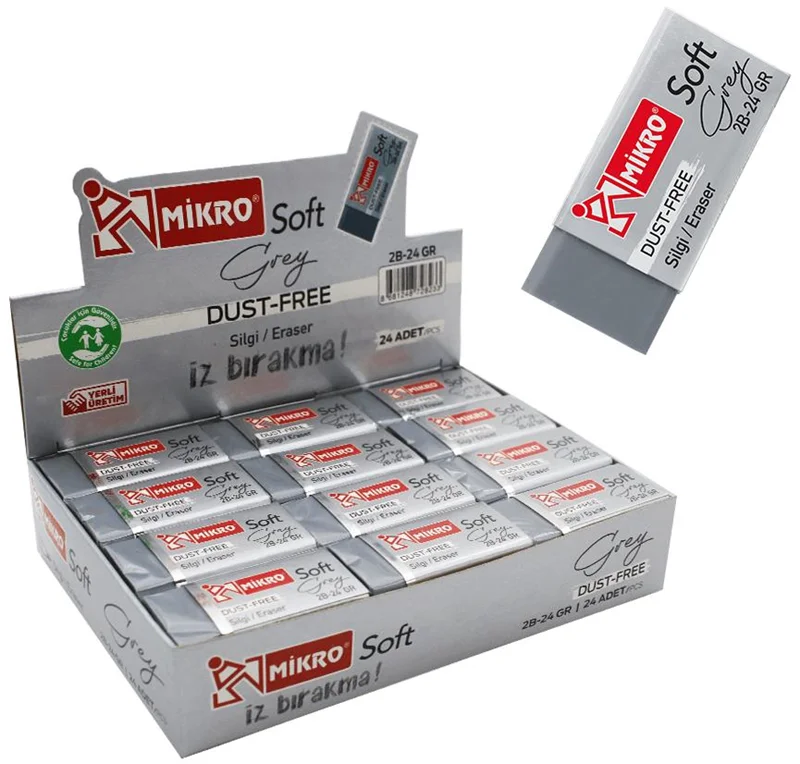 MİKRO SİLGİ 2B-24GR SOFT GREY 24 LÜ KUTU