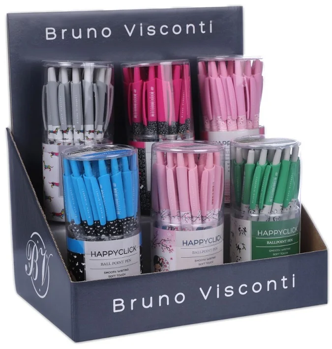 PASİF BRUNO VISCONTI TÜKENMEZ KALEM HAPPY CLICK 0.5 MAVİ 6 DESEN 144 LÜ 20-0241-6/1
