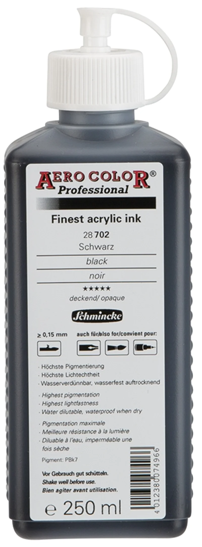 SCHMİNCKE AERO COLOR AKRİLİK MÜREKKEP 250 ML 702 BLACK 28702027