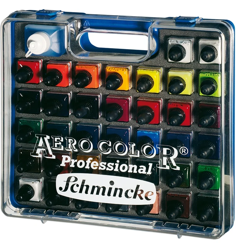 SCHMİNCKE AEROCOLOR PROFESSİONAL PLASTİK KUTU BOYA SETİ 37X28 ML + AEROCLEAN TEMİZLEYİCİ 81136 81136