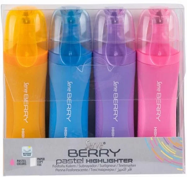 SERVE FOSFORLU KALEM BERRY SET  4 LÜ PASTEL BRFKP4PS