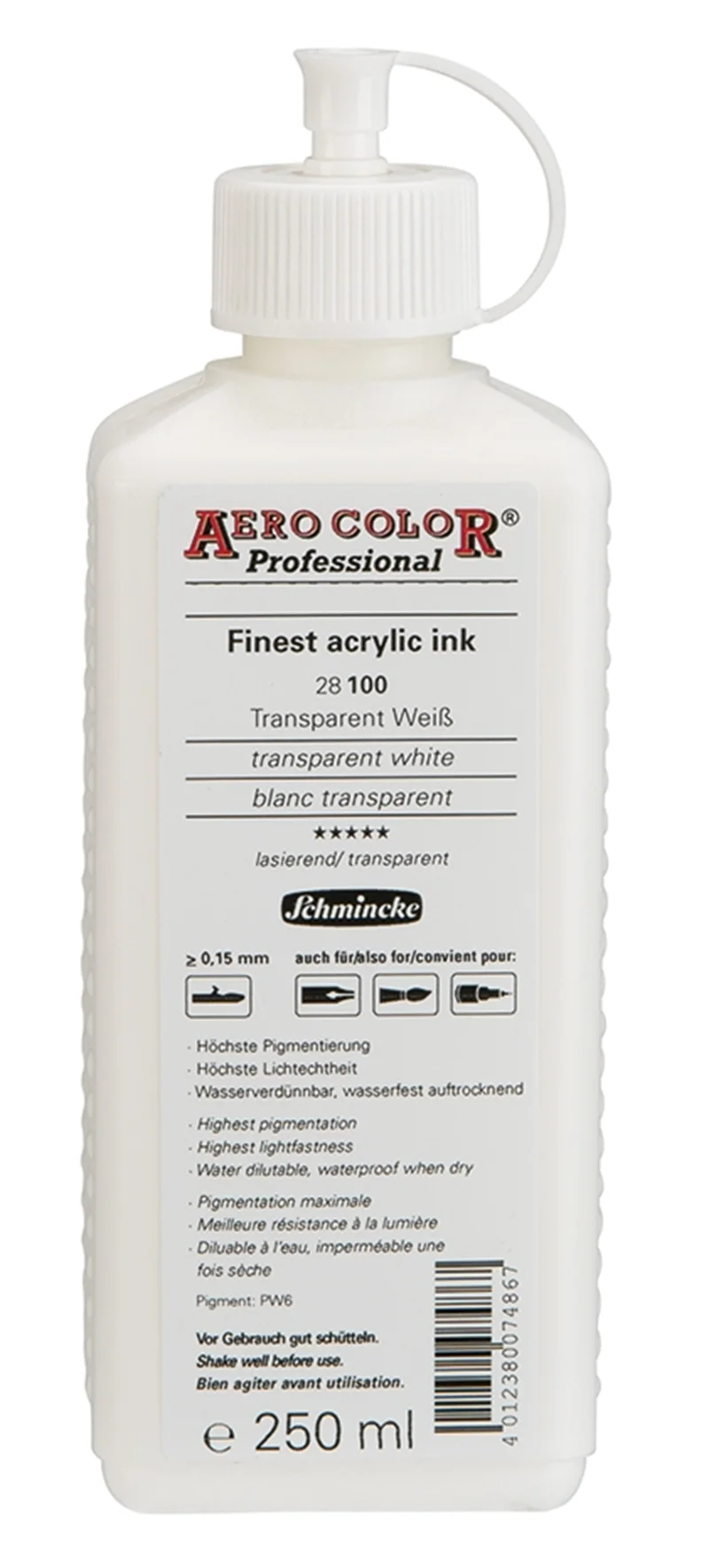 SCHMİNCKE AERO COLOR AKRİLİK MÜREKKEP 250 ML 100 TRANSPARENT WHİTE 28100027