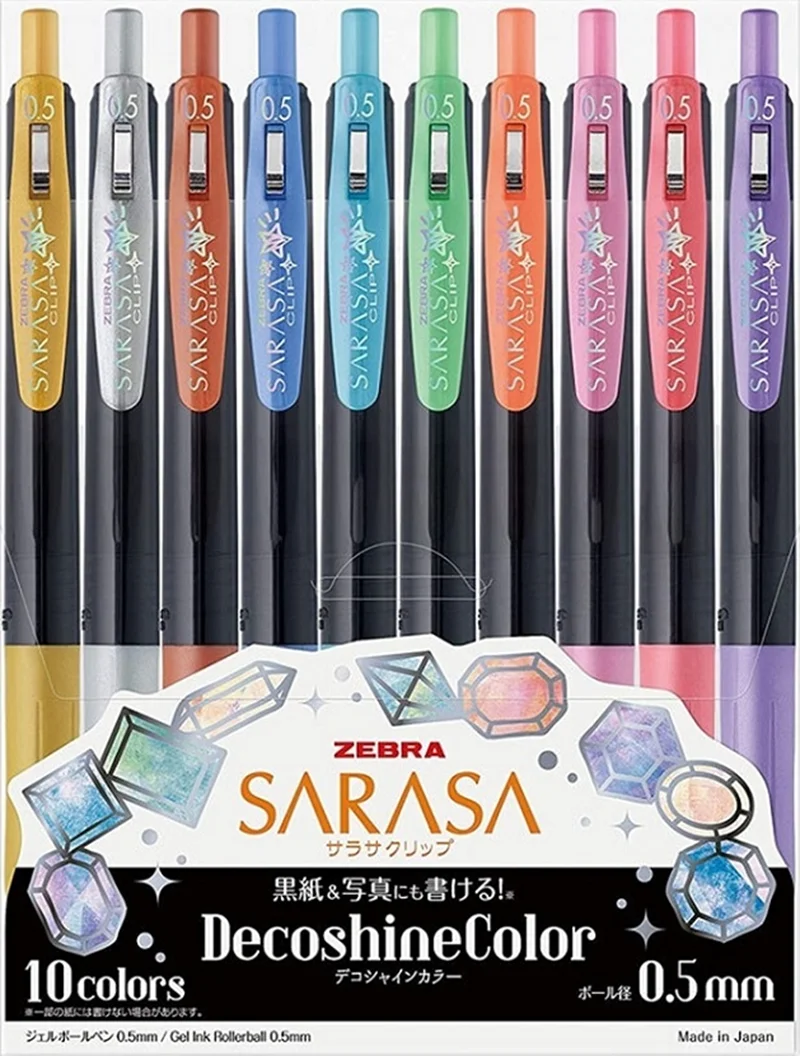 ZEBRA JEL KALEM SARASA CLIP DECOSHINE SET 10 LU JJ15-10C-SH