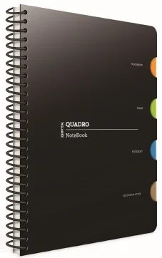 GIPTA DEFTER QUADRO A4 SPİRALLİ PP KAPAK 4 SEPERATÖRLÜ 150 YP. ÇİZGİLİ 5548