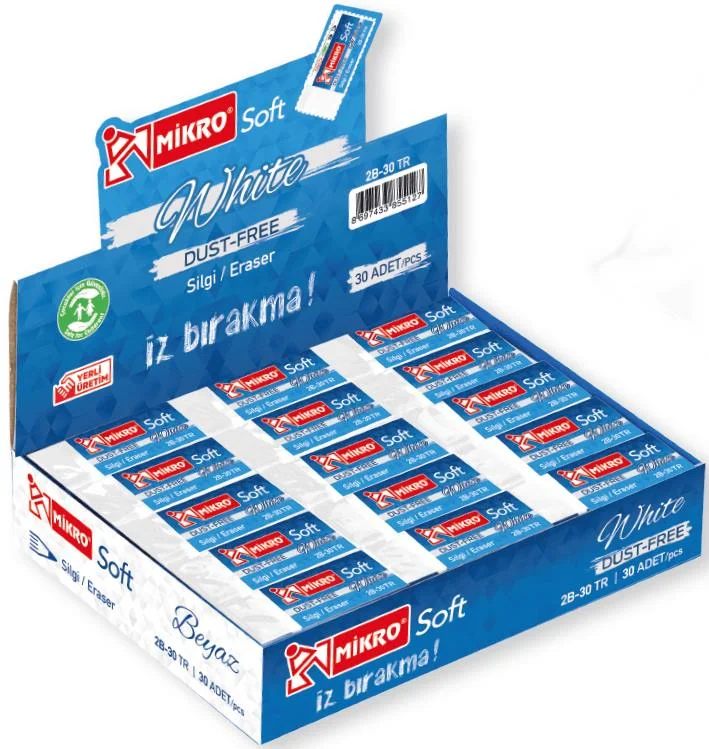 MİKRO SİLGİ 2B-30TR SOFT BEYAZ 30 LU KUTU