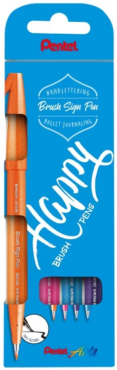 PENTEL İMZA KALEMİ SING PEN BRUSH SES15C 4 LÜ BLS. (F-P-S-V) Y SES15-4COL