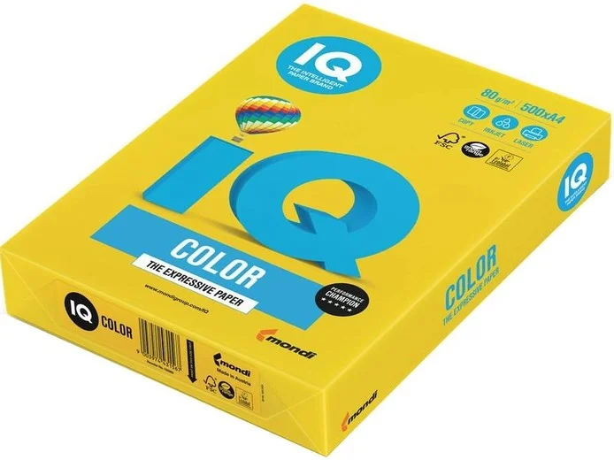 IQ RENKLİ FOTOKOPİ KAĞIDI 500 LÜ A4 80 g/m² KANARYA SARISI NE1321-CY39