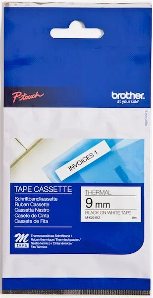 BROTHER PTOUCH ETİKET 9MM BEYAZ-SİYAH K221