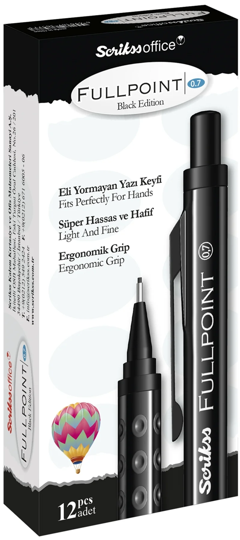 SCRIKSS OFFICE VERSATİL KALEM FULL POINT BLACK EDITION 0.7 SİYAH 12 Lİ KUTU