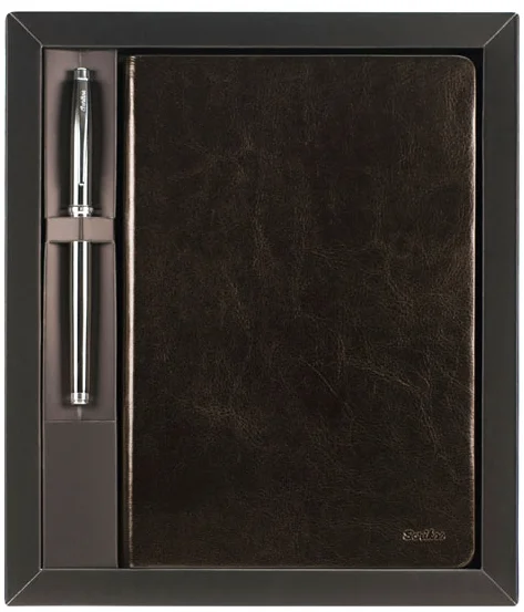 SCRIKSS HEDİYELİK SET SD 202 800 ROLLER KALEM TITANYUM KROM + DEFTER PREMIUM TERAMO B5 KAHVERENGİ