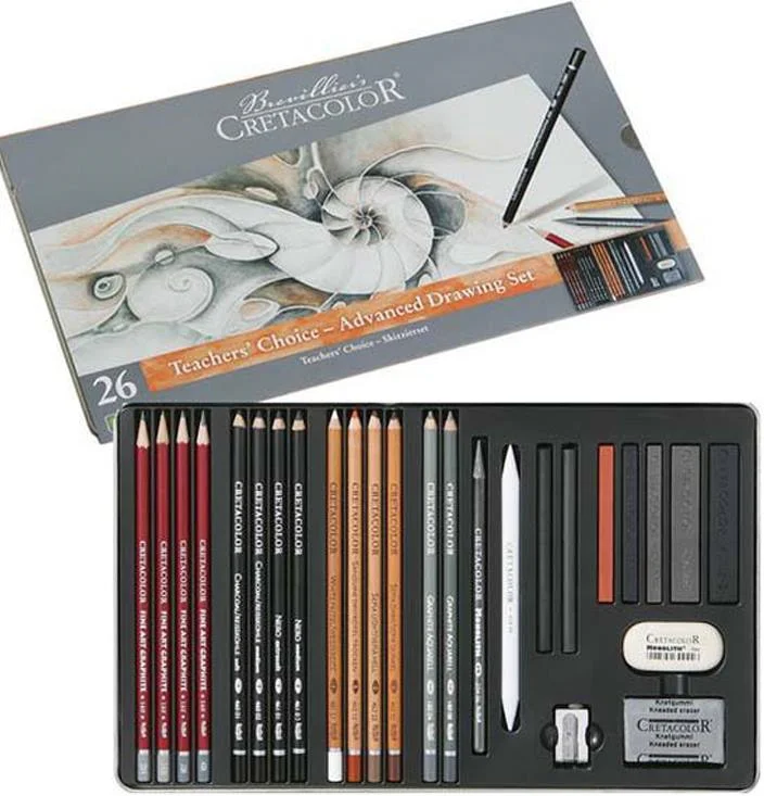 CRETACOLOR TEACHER'S CHOİCE ADVANCED DRAWİNG SET PROFESYONEL ÇİZİM SETİ METAL KUTU 27 PARÇA 40042