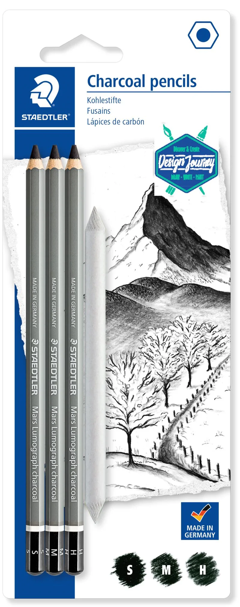 STAEDTLER FÜZEN ESKİZ KALEM MARS LUMOGRAPH CHARCOAL 4 LÜ SET 100C SBK4