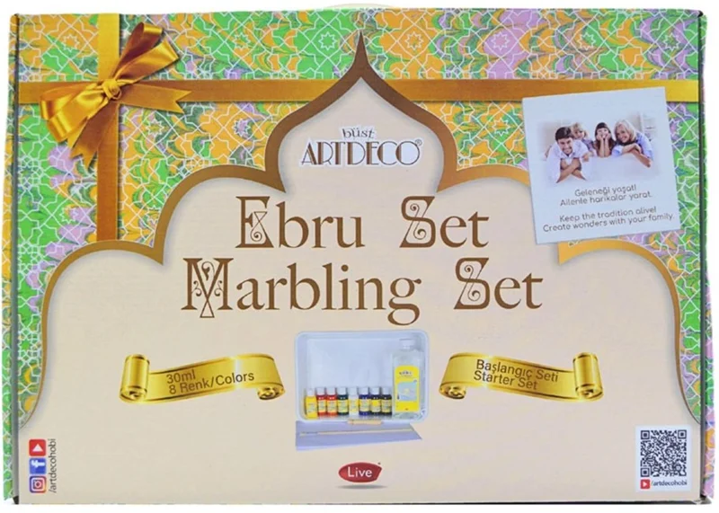 ARTDECO EBRU BOYASI SETİ 8 RENK x 30 ML BAŞLANGIÇ SETİ (A4 TEKNELİ) Y-016-ES5