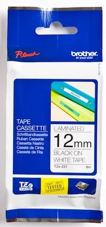 BROTHER PTOUCH ETİKET LAM. 12MM BEYAZ-SİYAH TZ231