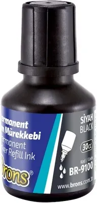 BRONS PERMANENT MARKER MÜREKKEBİ SİYAH 30 CC BR-9100
