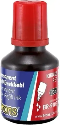 BRONS PERMANENT MARKER MÜREKKEBİ KIRMIZI 30 CC BR-9102