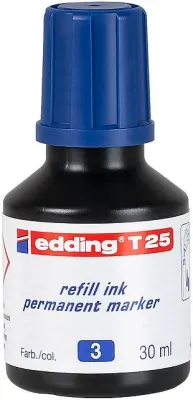 EDDİNG T25 MAVİ PERMANENT MÜREKKEB 25ML